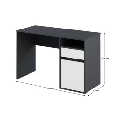 PC asztal, grafit/fehér, BILI NEW