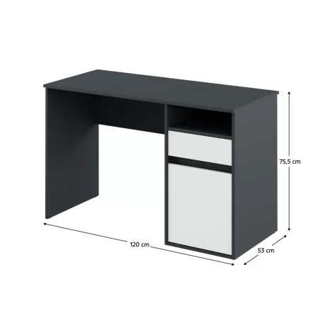 PC asztal, grafit/fehér, BILI NEW
