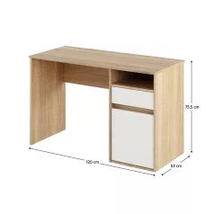 PC asztal, sonoma tölgy/fehér, BILI NEW