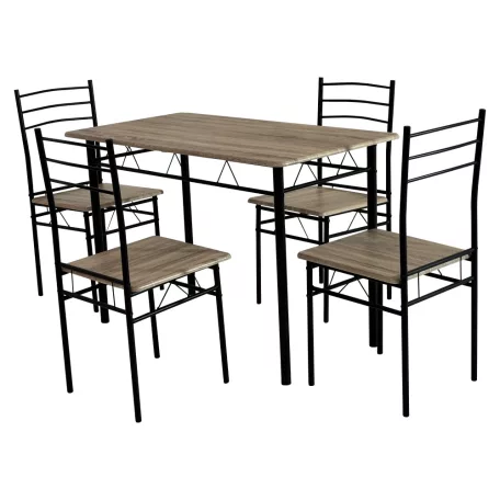 Étkezőgarnitúra 1+4, sonoma tölgy/fekete, MAKO