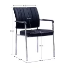 Tárgyalószék, fekete ekobőr/króm, FLORIN