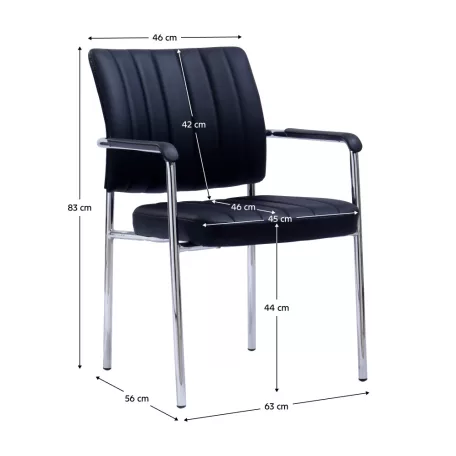 Tárgyalószék, fekete ekobőr/króm, FLORIN