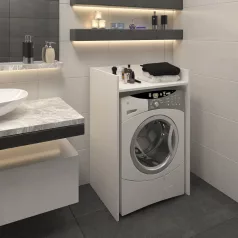 Szekrény mosógéphez, fehér, VOJTO