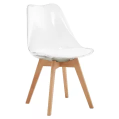 Szék, átlátszó, akril/ekobőr/bükk, BALI 2 NEW