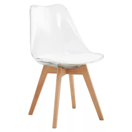 Szék, átlátszó, akril/ekobőr/bükk, BALI 2 NEW