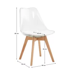 Szék, átlátszó, akril/ekobőr/bükk, BALI 2 NEW