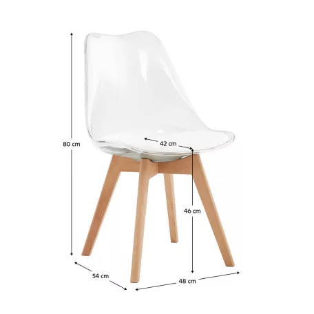 Szék, átlátszó, akril/ekobőr/bükk, BALI 2 NEW