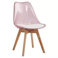   Szék, átlátszó rózsaszín, akril/ekobőr/bükk, BALI 2 NEW
