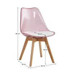   Szék, átlátszó rózsaszín, akril/ekobőr/bükk, BALI 2 NEW
