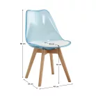 Szék, átlátszó kék, akril/ekobőr/bükk, BALI 2 NEW