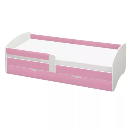 Ágy ráccsal és tárolóhellyel 90x200, fehér/rózsaszín, COCOLINO