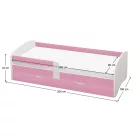 Ágy ráccsal és tárolóhellyel 90x200, fehér/rózsaszín, COCOLINO