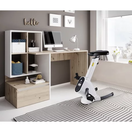 Számítógépasztal, artisan tölgy/fehér, NEREO NEW