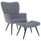 Fotel lábtartóval, szürke Velvet szövet/fekete, HABEN