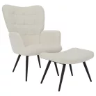 Fotel lábtartóval, fehér Velvet szövet/fekete, HABEN