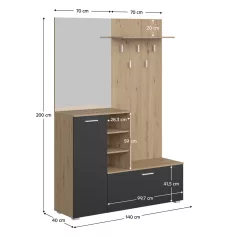 Előszobai készlet, artisan tölgy/grafit, VETLANDA