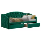 Ágy tárhellyel, 90x200, zöld Velvet szövet, ZASKA