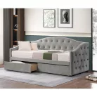 Ágy tárhellyel, 90x200, szürke Velvet szövet, ZASKA