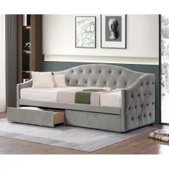 Ágy tárhellyel, 90x200, szürke Velvet szövet, ZASKA