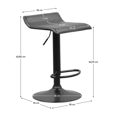 Bárszék, fekete ekobőr, BAILI