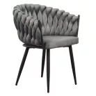 Étkezőszék, sötétszürke Velvet szövet/fekete, BLER