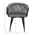 Étkezőszék, sötétszürke Velvet szövet/fekete, BLER