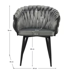 Étkezőszék, sötétszürke Velvet szövet/fekete, BLER