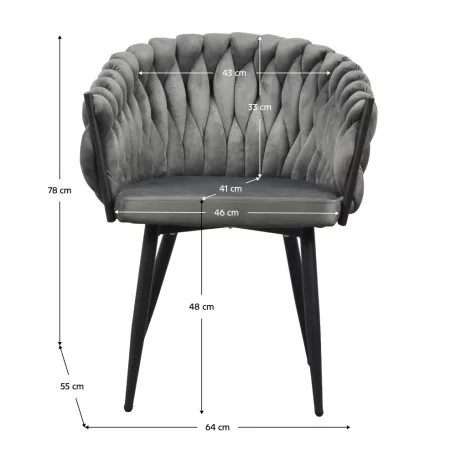 Étkezőszék, sötétszürke Velvet szövet/fekete, BLER
