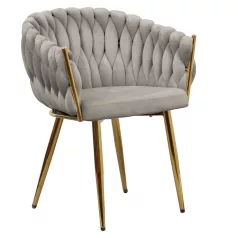   Étkezőszék, szürkésbarna Taupe Velvet szövet/gold króm arany, DEILA