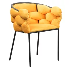 Étkezőszék, sárga Velvet szövet/fekete, DOROTA