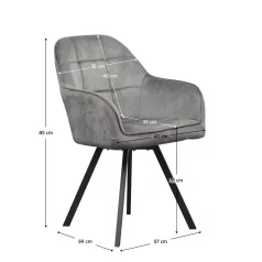 Forgó étkezőszék, sötétszürke Velvet szövet, SAMANTA