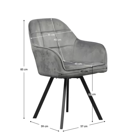 Forgó étkezőszék, sötétszürke Velvet szövet, SAMANTA