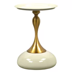 Kisasztal, fehér Ivory/arany, FEJ