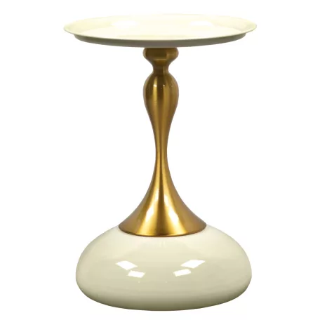 Kisasztal, fehér Ivory/arany, FEJ