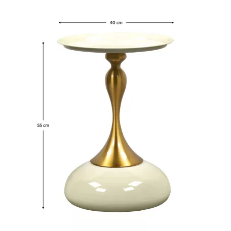 Kisasztal, fehér Ivory/arany, FEJ