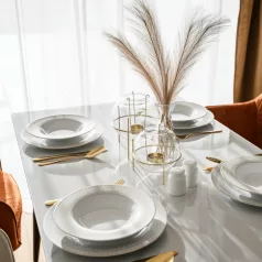   Étkezőasztal, fehér márvány/fekete, 121x71 cm, FLORENC TYP 1