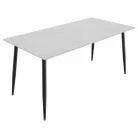 Étkezőasztal, fehér márvány/fekete, 160x80 cm, FLORENC TYP 2