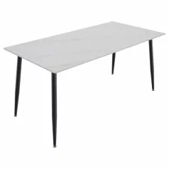   Étkezőasztal, fehér márvány/fekete, 160x80 cm, FLORENC TYP 2