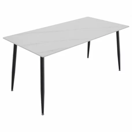 Étkezőasztal, fehér márvány/fekete, 160x80 cm, FLORENC TYP 2