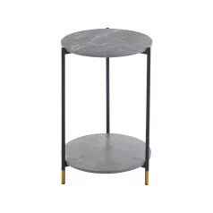 Dohányzóasztal, szürke márvány/fekete, GAJAR