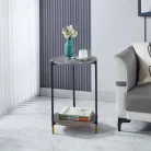 Dohányzóasztal, szürke márvány/fekete, GAJAR