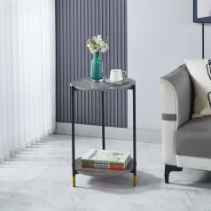 Dohányzóasztal, szürke márvány/fekete, GAJAR