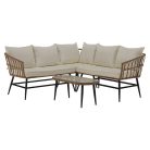 Kerti rattan szett, természetes/bézs/fekete, ARALY