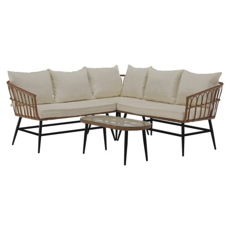 Kerti rattan szett, természetes/bézs/fekete, ARALY