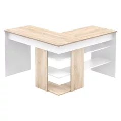 Sarok számítógépasztal, sonoma tölgy/fehér, TAMARI