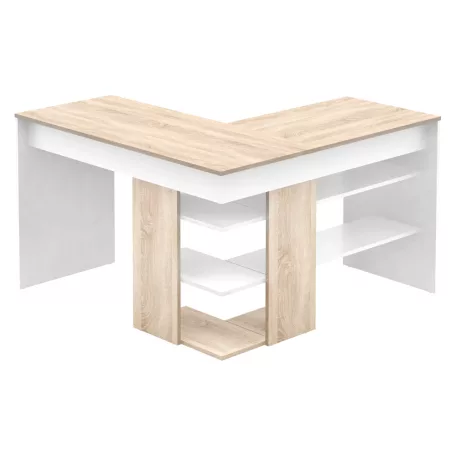 Sarok számítógépasztal, sonoma tölgy/fehér, TAMARI