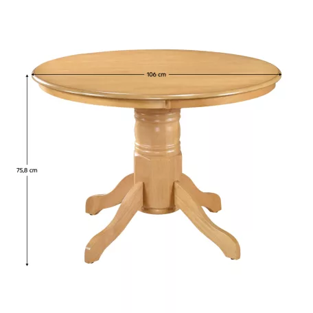 Étkezőasztal, kerek, világos tölgy, átmérő 106 cm, TABLOS