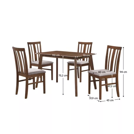 Étkezőgarnitúra 1+4, dió/bézs, ROIS SET