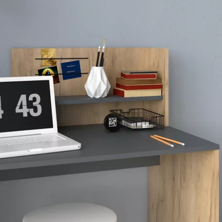 Számítógépasztal, artisan tölgy/grafit, PLATON NEW