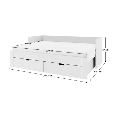 Kihúzható ágy, fehér, 90/180x200, ANTONY